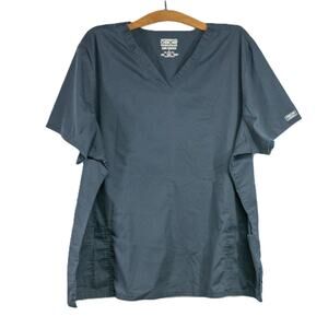 Women's 4X Scrub Top CHEROKEE Workwear Gray Core Stretch Cotton Blend